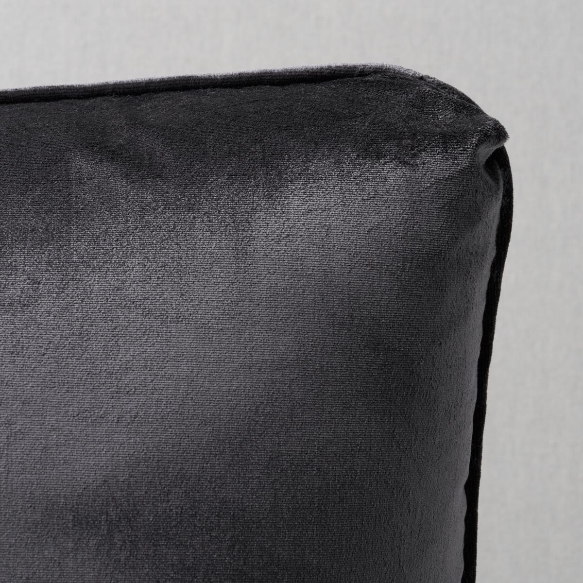 Schumacher Graphite 22" X 22" Venetian Silk Velvet Pillow - Image 3