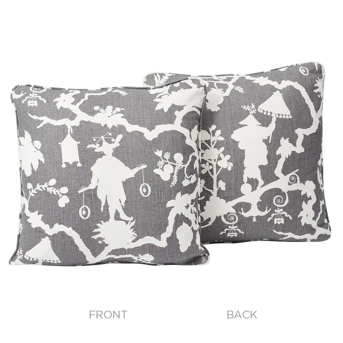 Schumacher Gray 18" X 18" Shantung Silhouette Pillow - Image 4