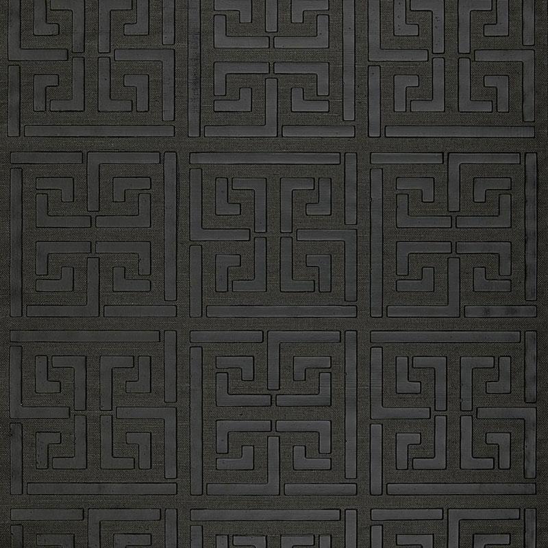 Schumacher Greek Key Sisal Jet Wallpaper