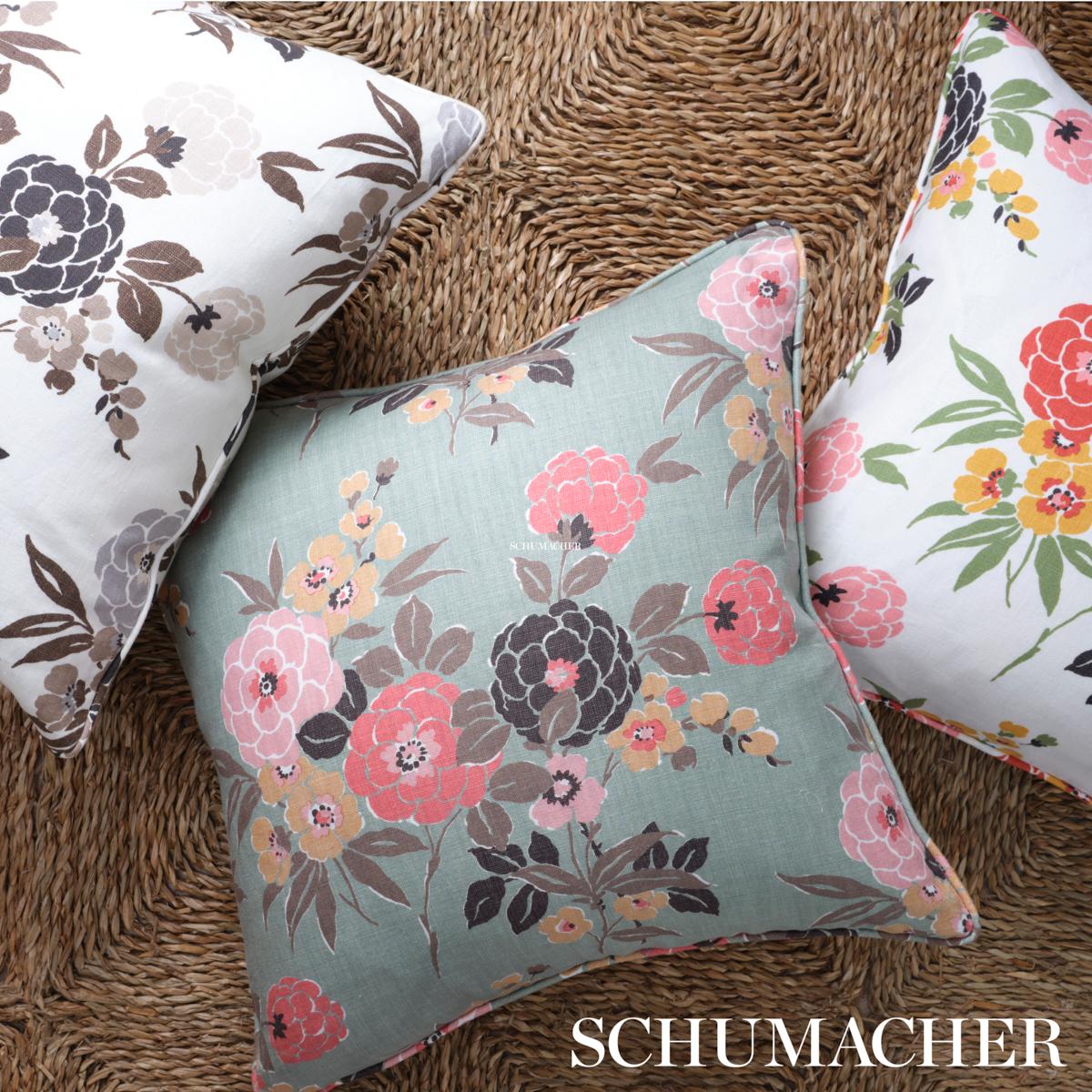 Schumacher Green 20" X 20" Valentina Floral Pillow - Image 3
