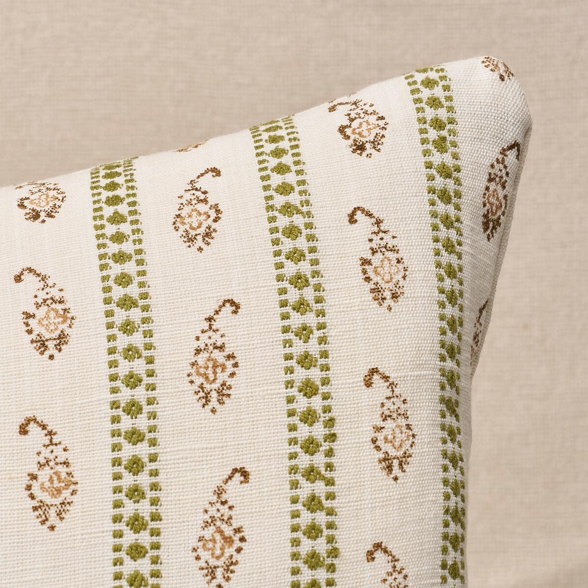 Schumacher Green 24" X 12" Eddie Hand Block Print Pillow - Image 2