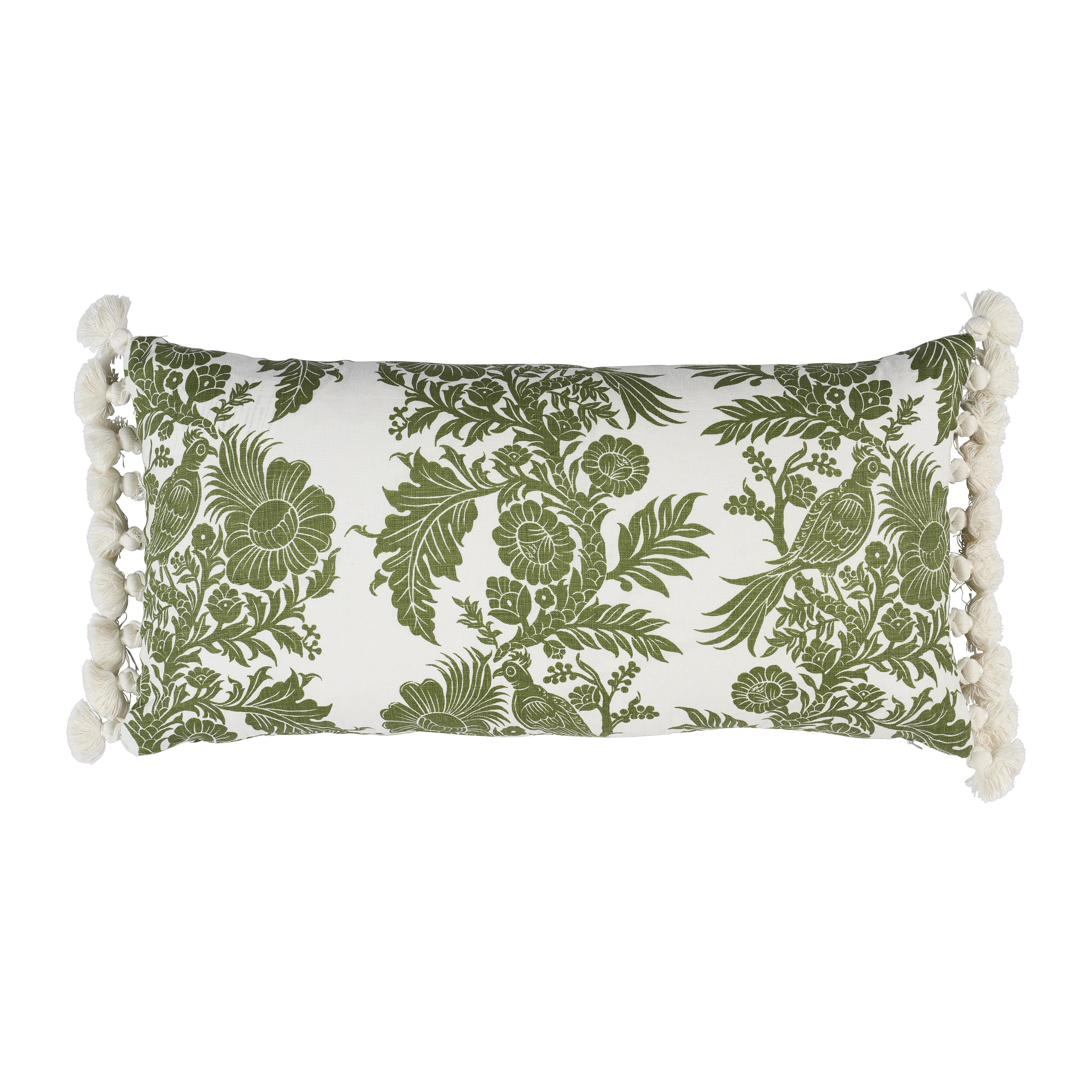 Schumacher Green 24" X 12" Raven Woods Pillow - Image 2