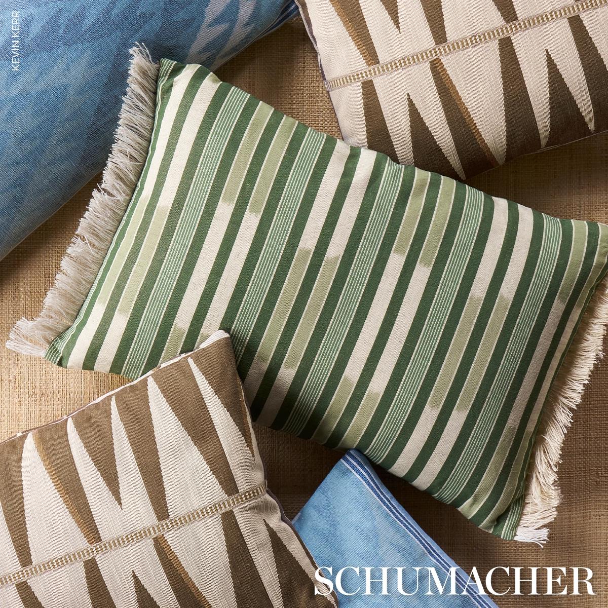 Schumacher Green 24" X 16" Cusco Ikat Pillow - Image 3