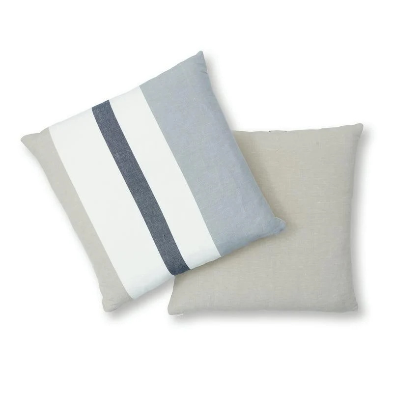 Schumacher Grey Sand 22" X 22" Lolland Linen Stripe Pillow - Image 3