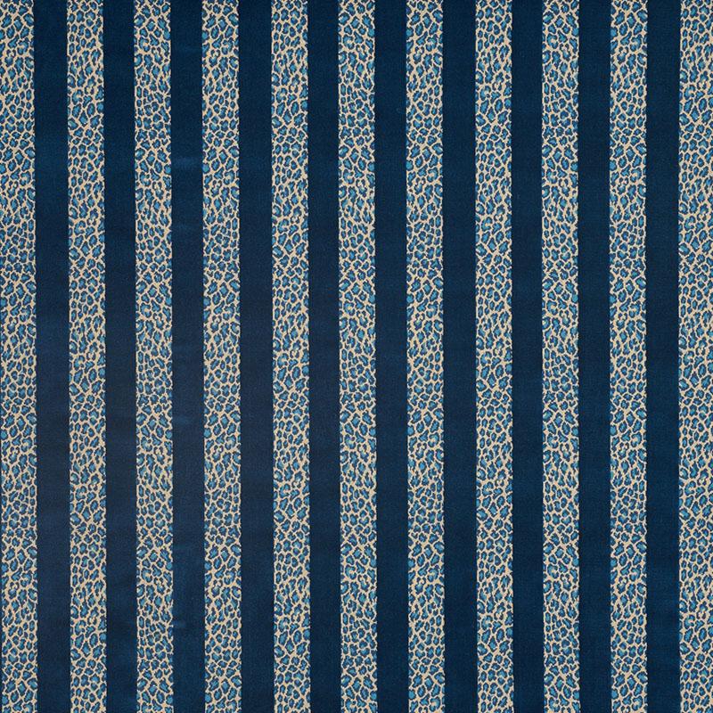 Schumacher Guepard Stripe Velvet Mediterranean Fabric - Image 2
