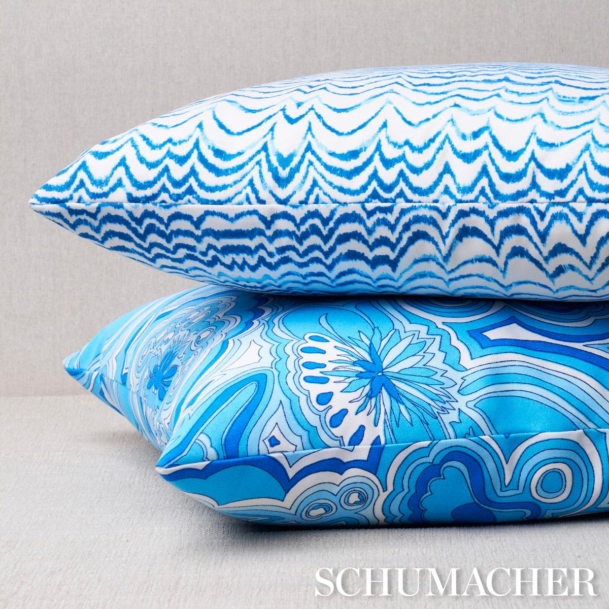 Schumacher Indigo 18" X 18" Ink Wave Print I/O Pillow - Image 3