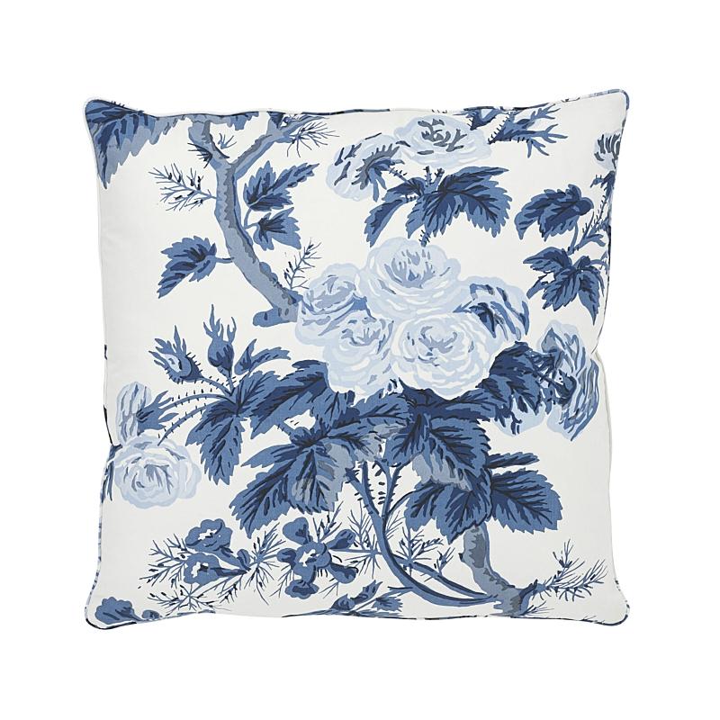 Schumacher Indigo 18" X 18" Pyne Hollyhock Pillow