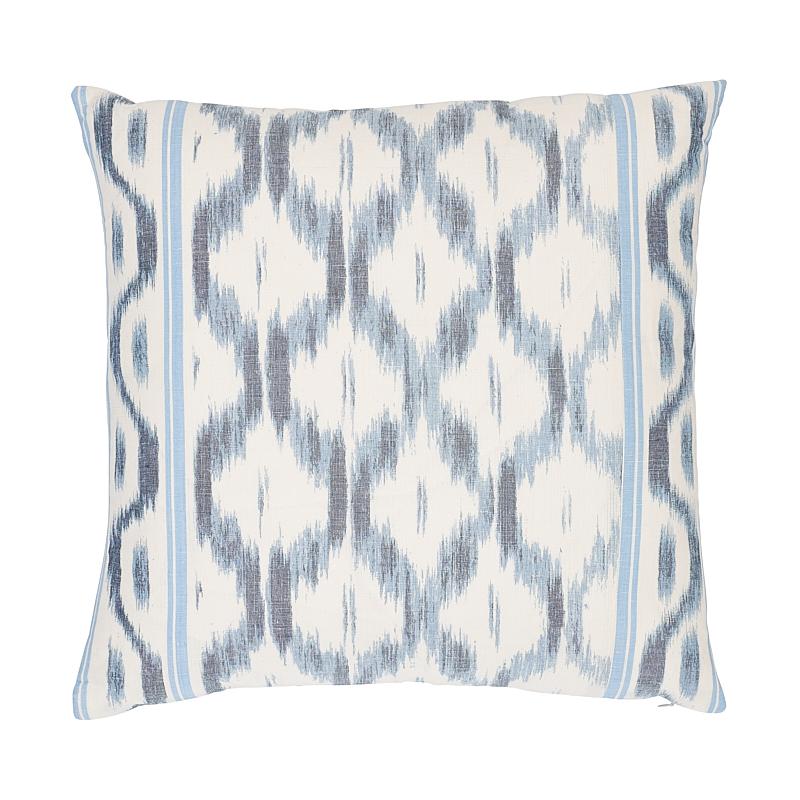 Schumacher Indigo Blue 22" X 22" Santa Monica Ikat Pillow