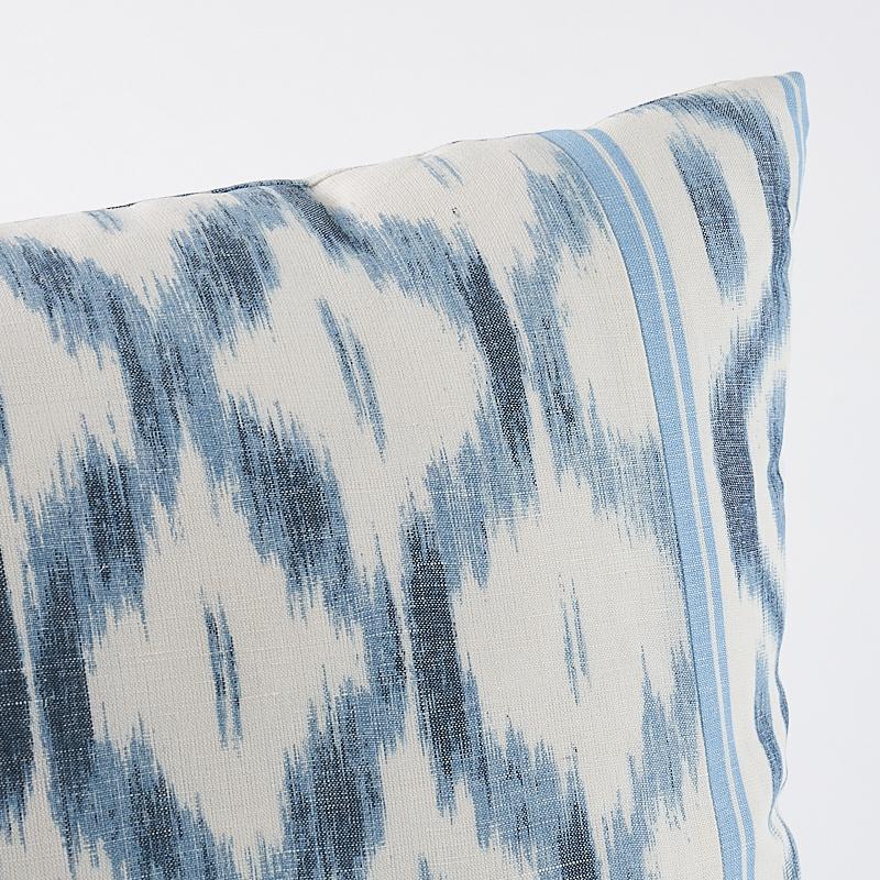 Schumacher Indigo Blue 22" X 22" Santa Monica Ikat Pillow - Image 3