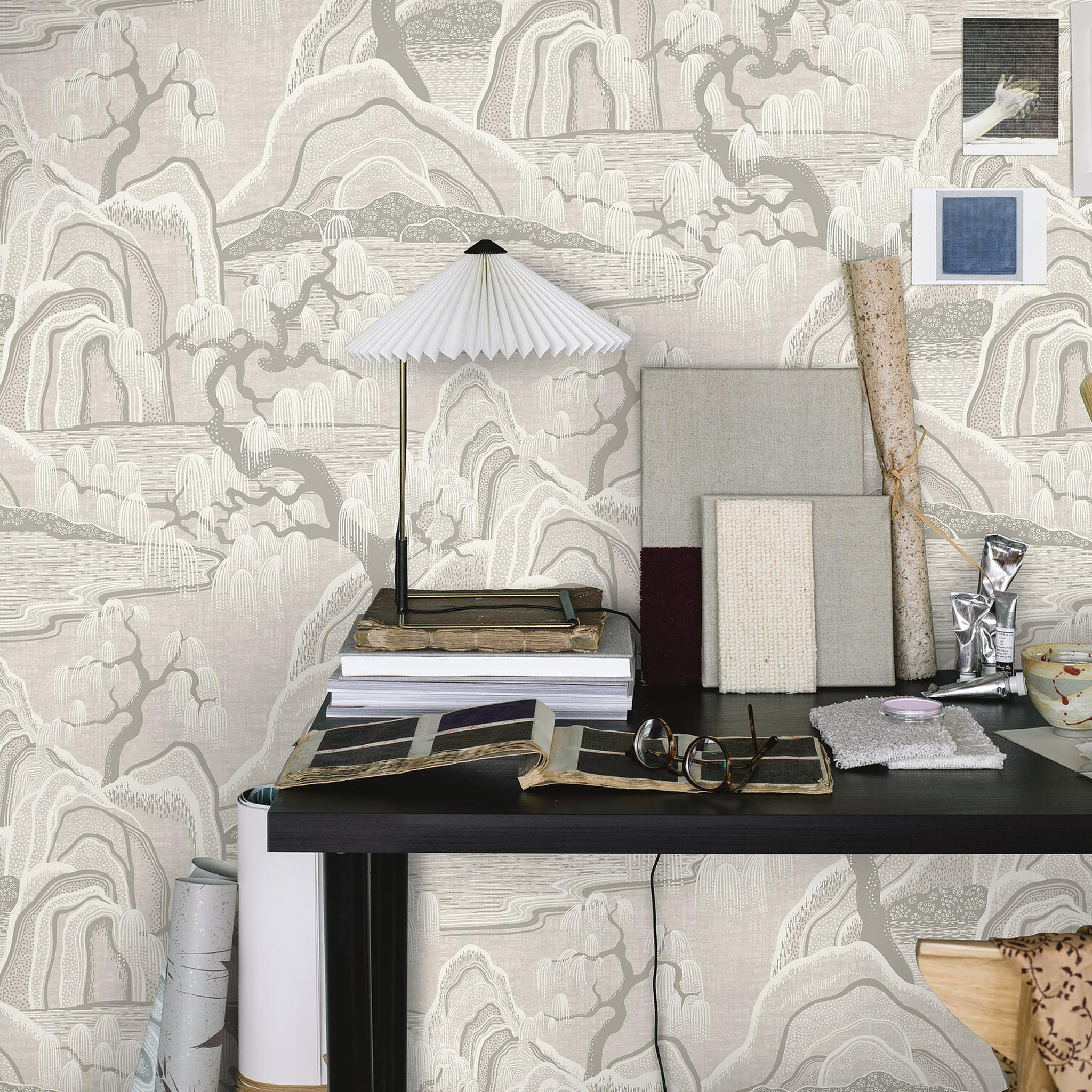 Schumacher Indigo Garden Grey Wallpaper - Image 4