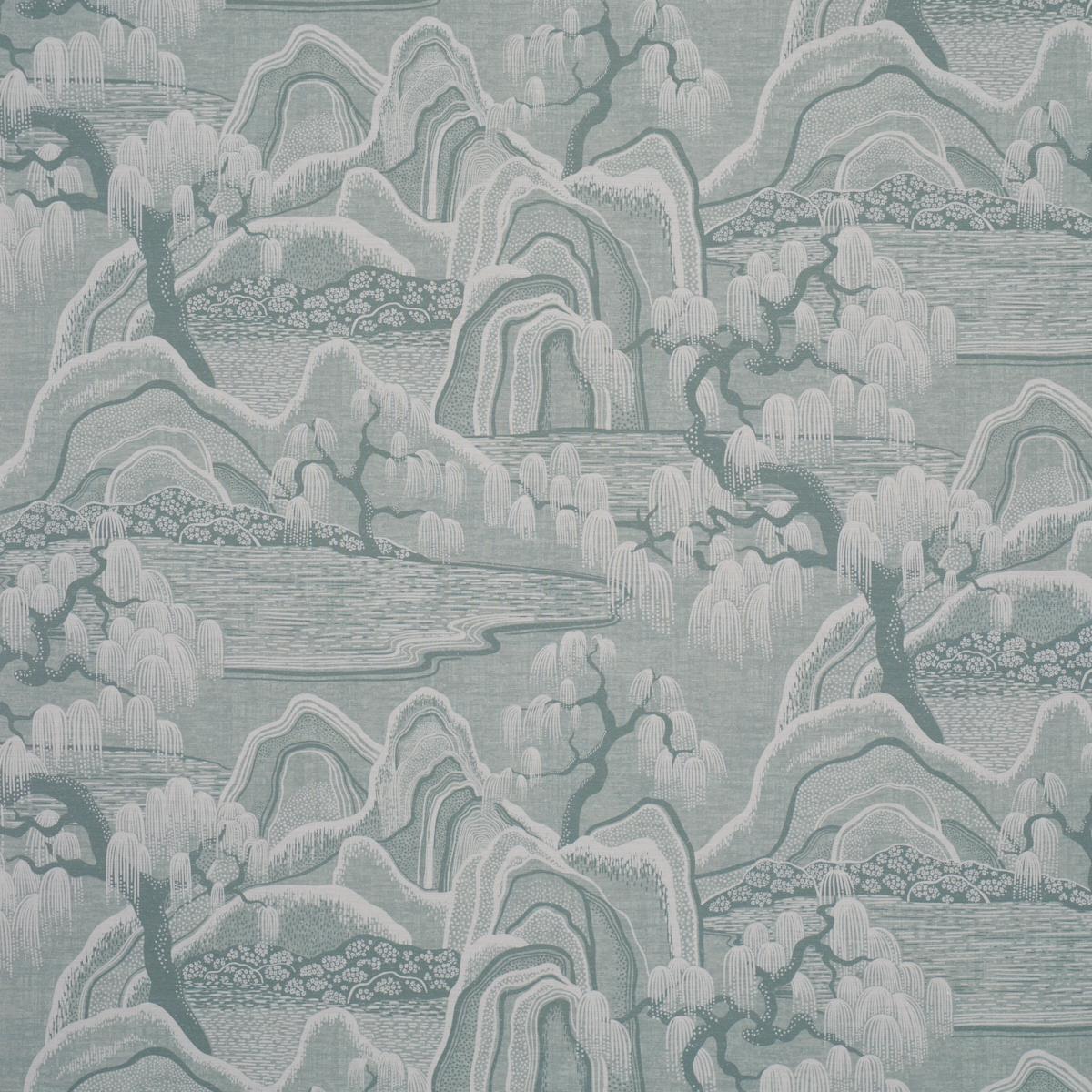 Schumacher Indigo Garden Mineral Fabric