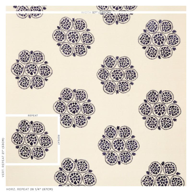 Schumacher Isla Hand Embroidery Slate Fabric - Image 2