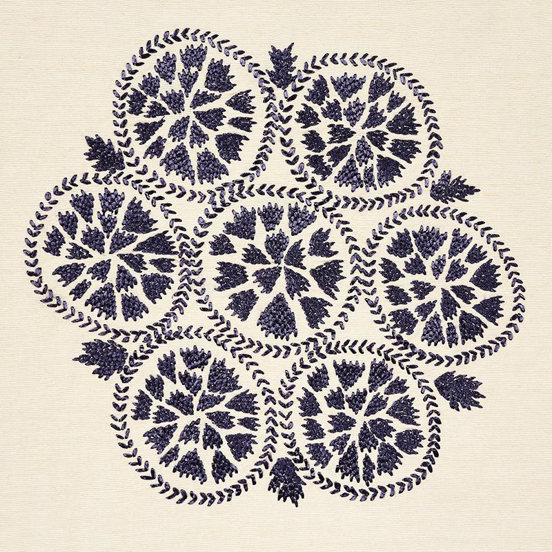 Schumacher Isla Hand Embroidery Slate Fabric - Image 3
