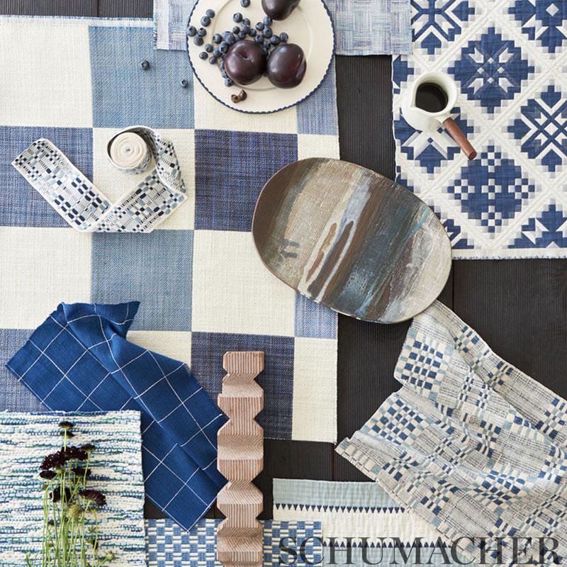 Schumacher Isolde Stripe Matelassé Sky Fabric - Image 4