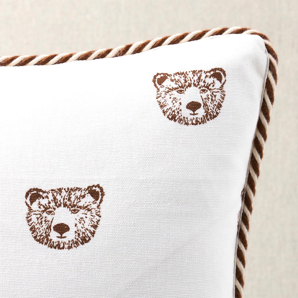Schumacher Ivory 14" X 14" Bear Print Pillow - Image 2