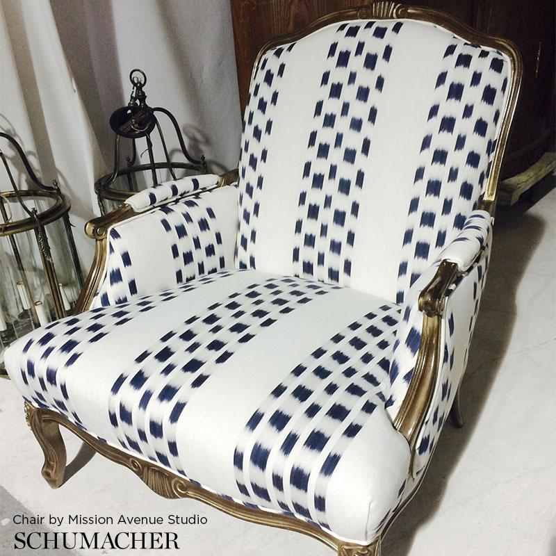 Schumacher Izmir Ikat Stripe Sky Fabric - Image 4