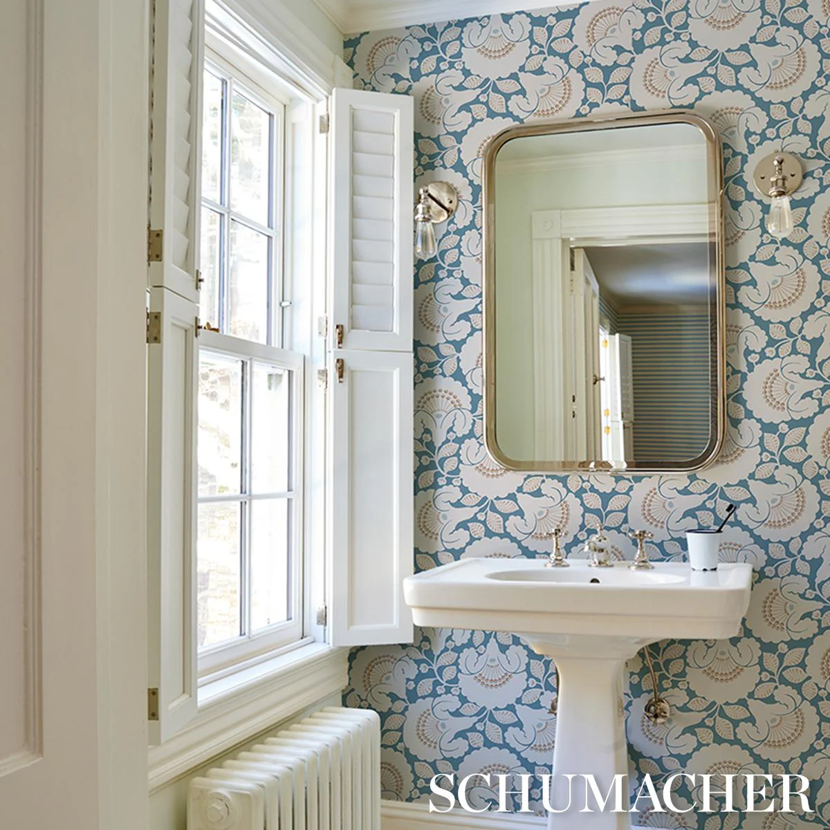 Schumacher Jackie Indigo Wallpaper - Image 6