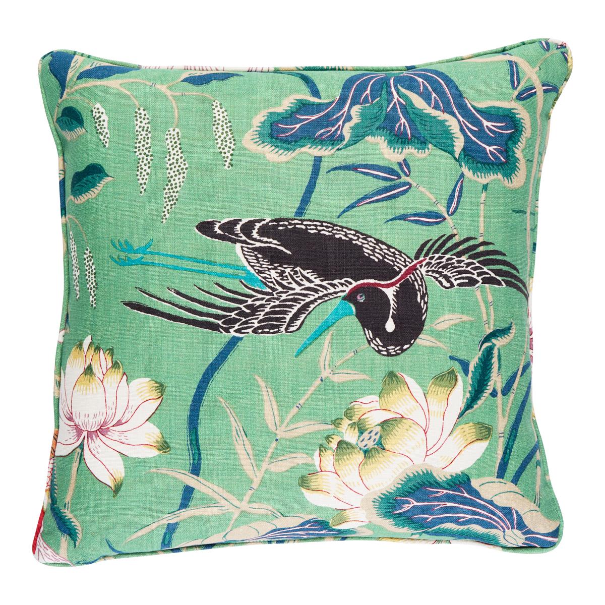 Schumacher Jade 18" X 18" Lotus Garden Pillow