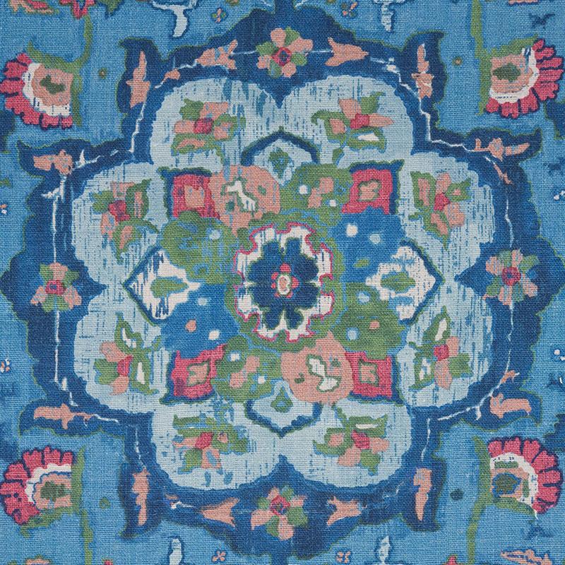 Schumacher Jahanara Carpet Peacock Fabric - Image 3