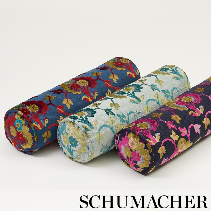 Schumacher Jennie Velvet Midnight & Magenta Fabric - Image 4