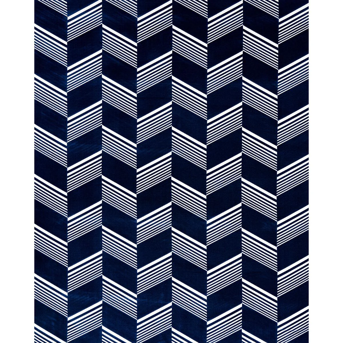 Schumacher Jessie Cut Velvet Navy & White Fabric - Image 2