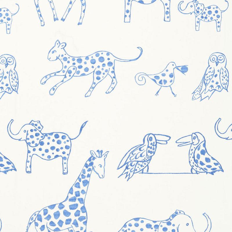 Schumacher Jungle Jubilee Sky Fabric - Image 2