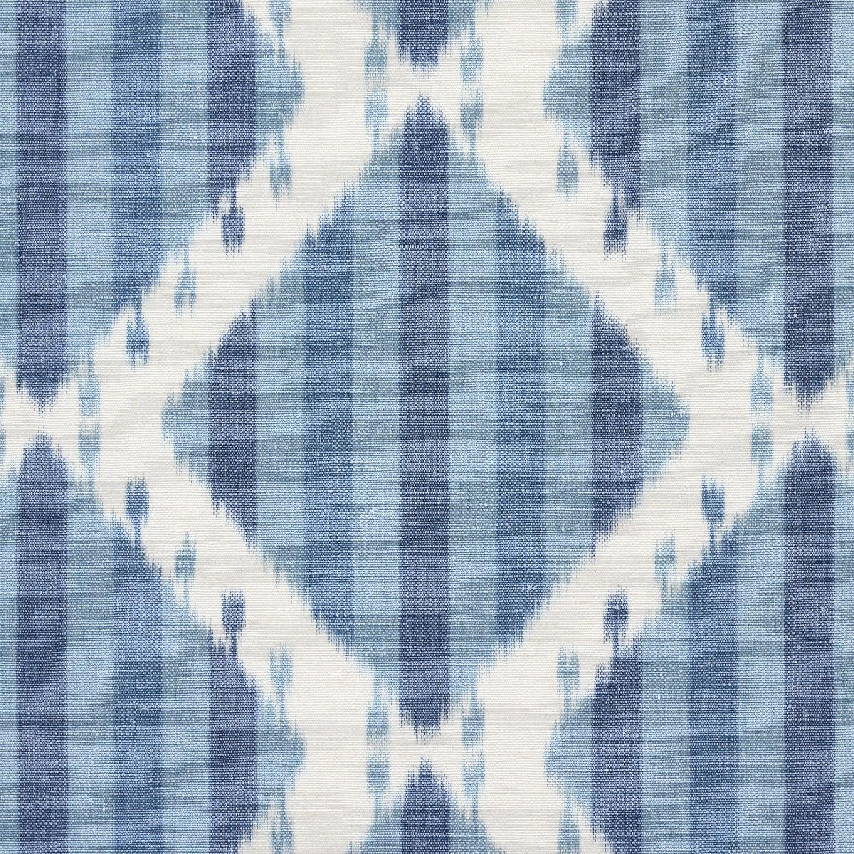 Schumacher Kai Striped Ikat Blue Fabric - Image 4
