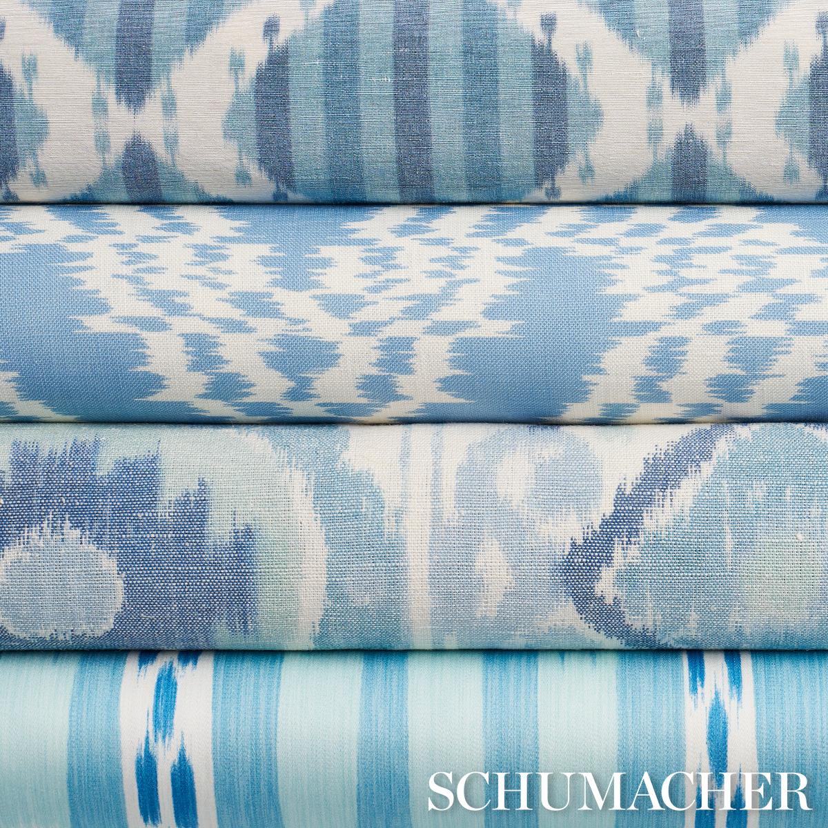 Schumacher Kai Striped Ikat Blue Fabric - Image 5