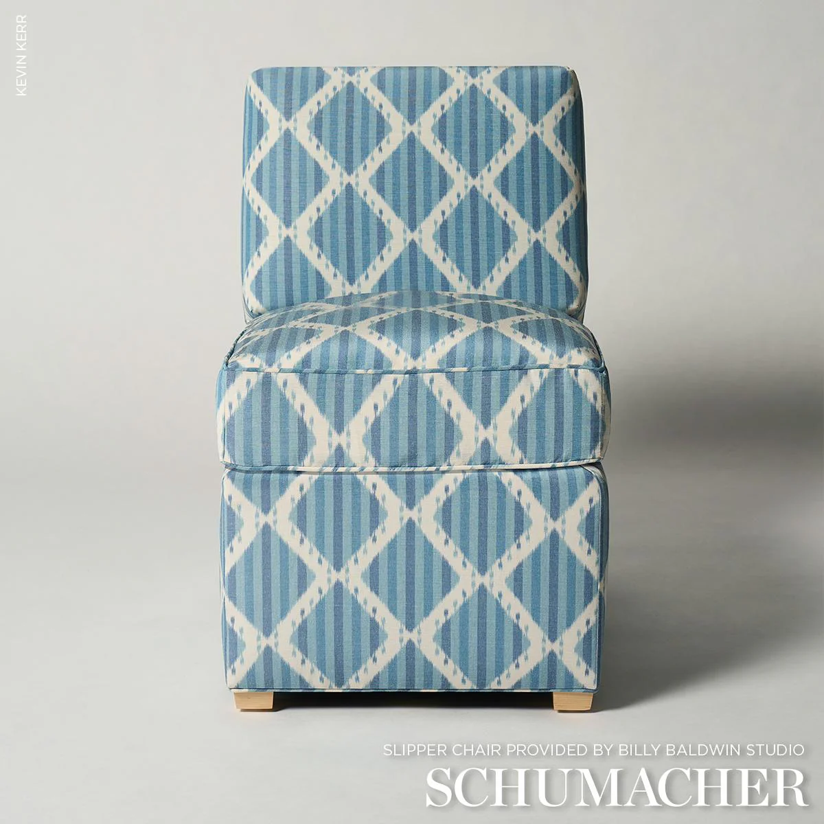 Schumacher Kai Striped Ikat Blue Fabric - Image 7