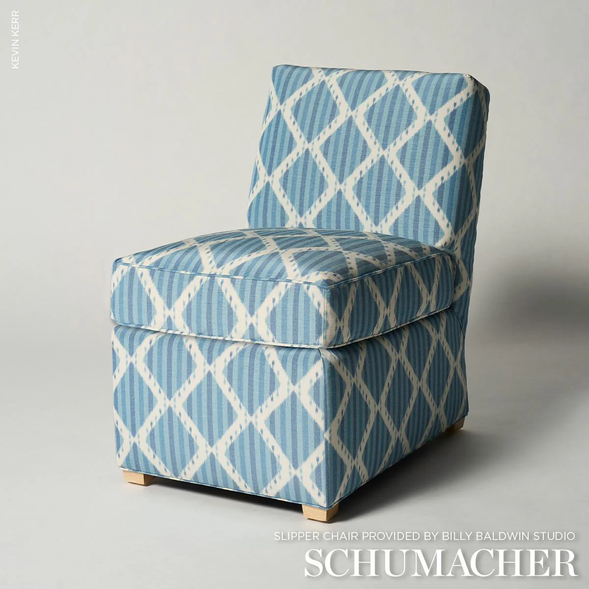 Schumacher Kai Striped Ikat Blue Fabric - Image 8