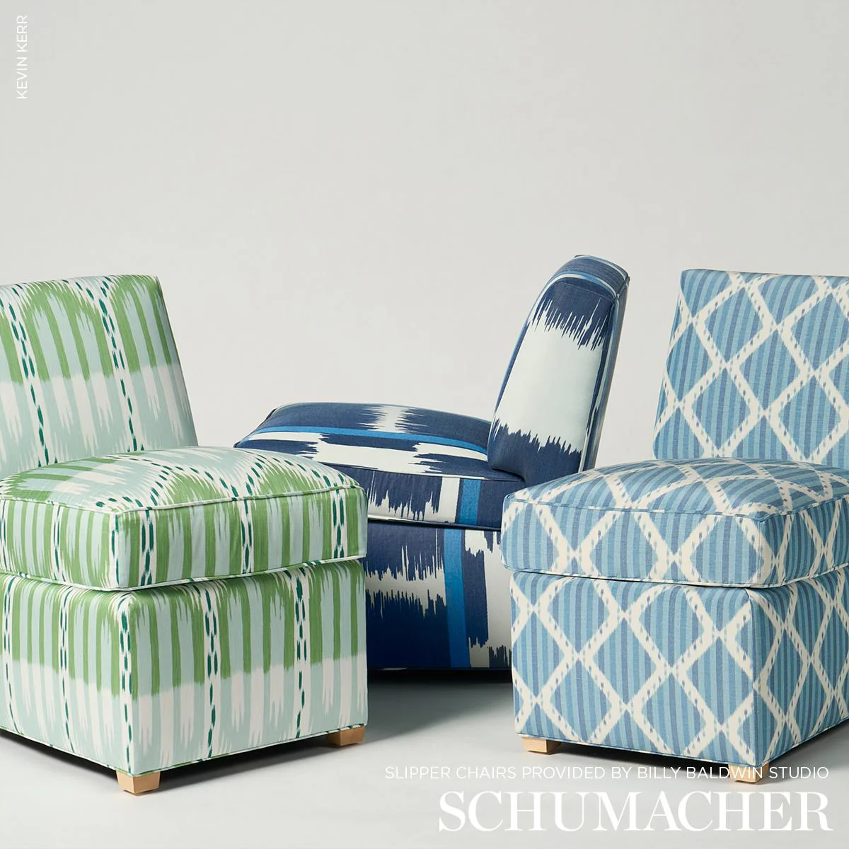 Schumacher Kai Striped Ikat Blue Fabric - Image 9