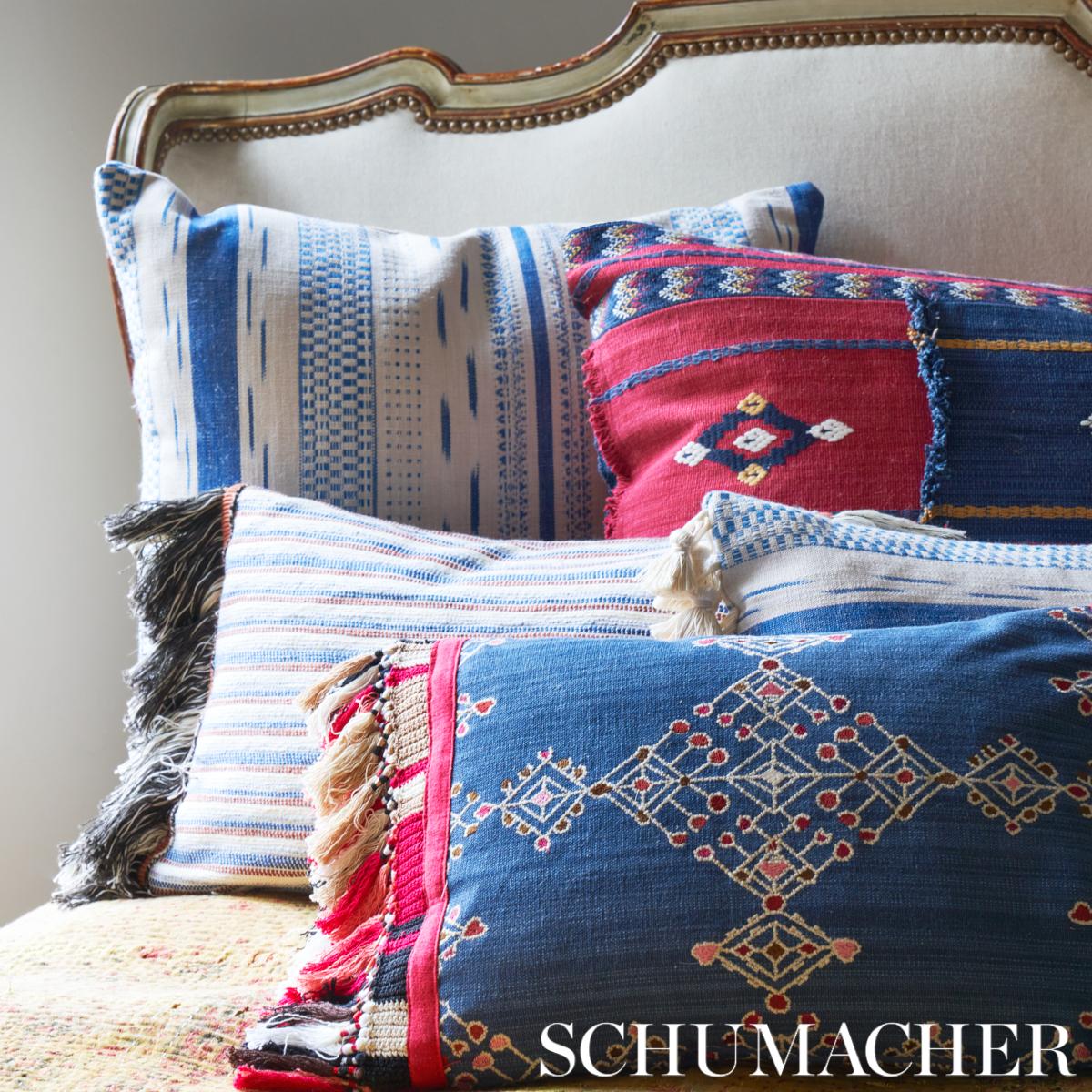 Schumacher Kalindi Embroidery Indigo Fabric - Image 6