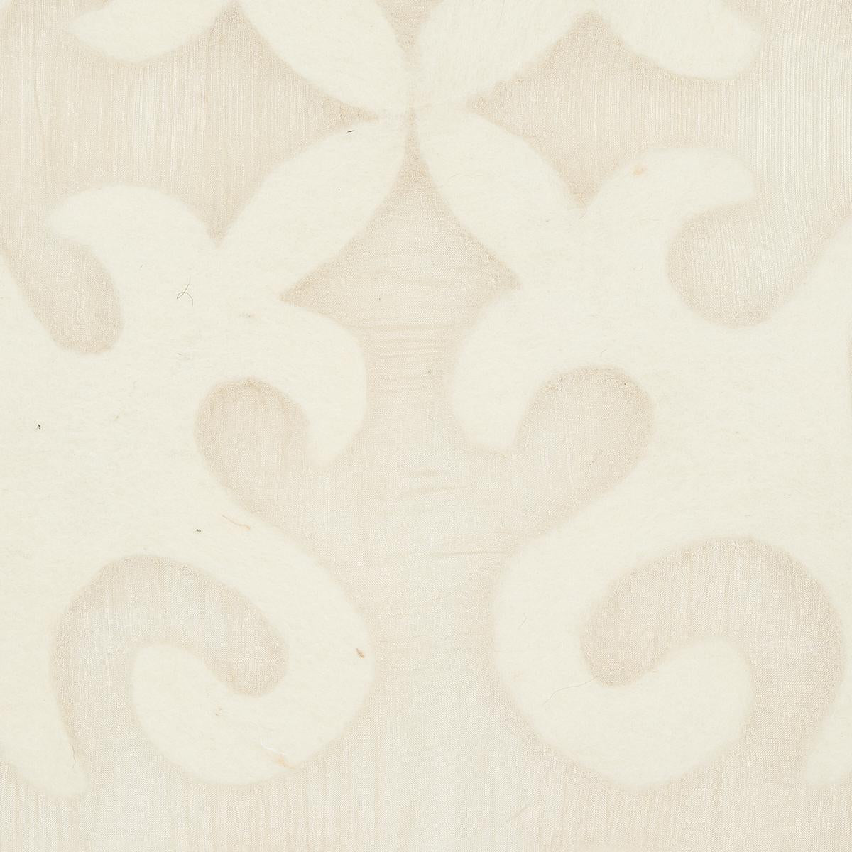 Schumacher Kyrgyzstan Wool Silk Oyster & Natural Fabric - Image 4