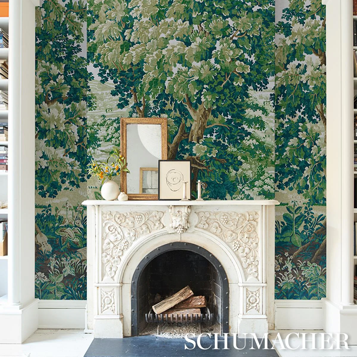 Schumacher La Forêt 3 Panel Set Spring Green Forest Wallpaper - Image 7