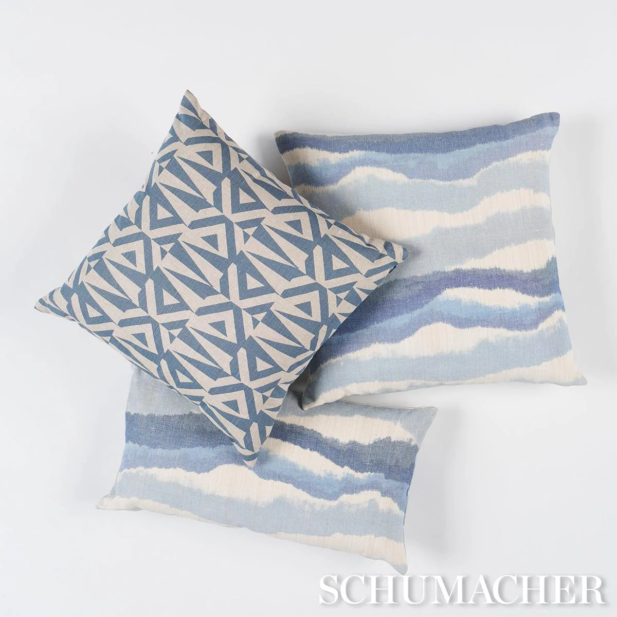 Schumacher Lagoon 24" X 24" Chandler Warp Print Pillow - Image 3