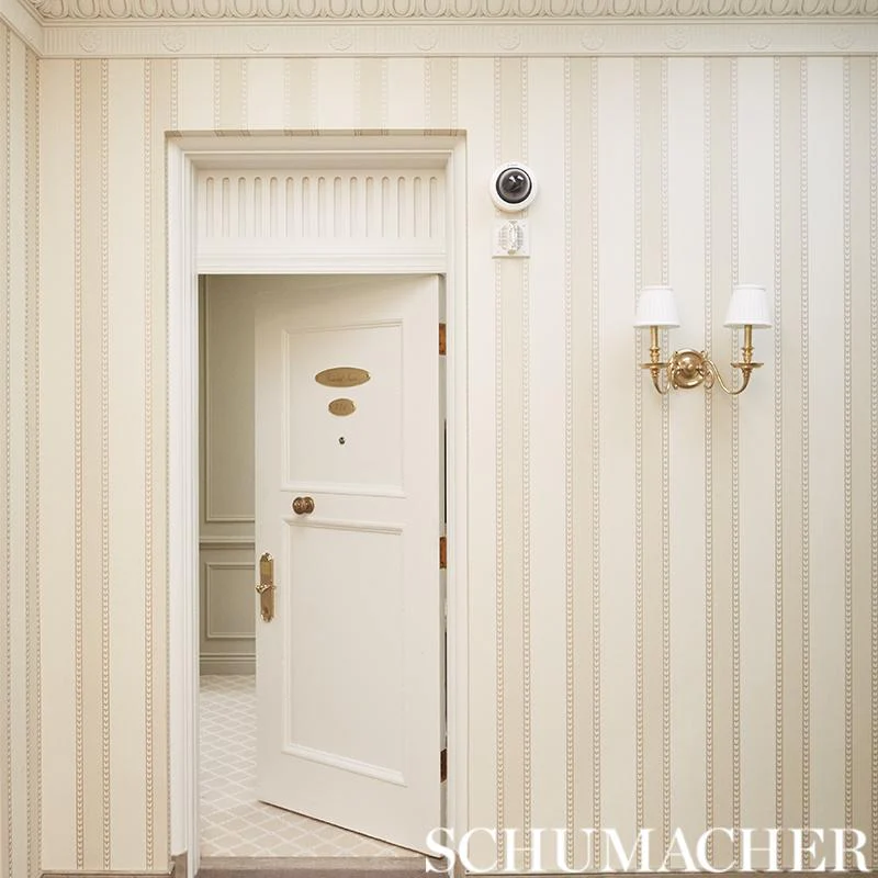 Schumacher Lansdowne Strie Stripe Truffle Wallpaper - Image 2