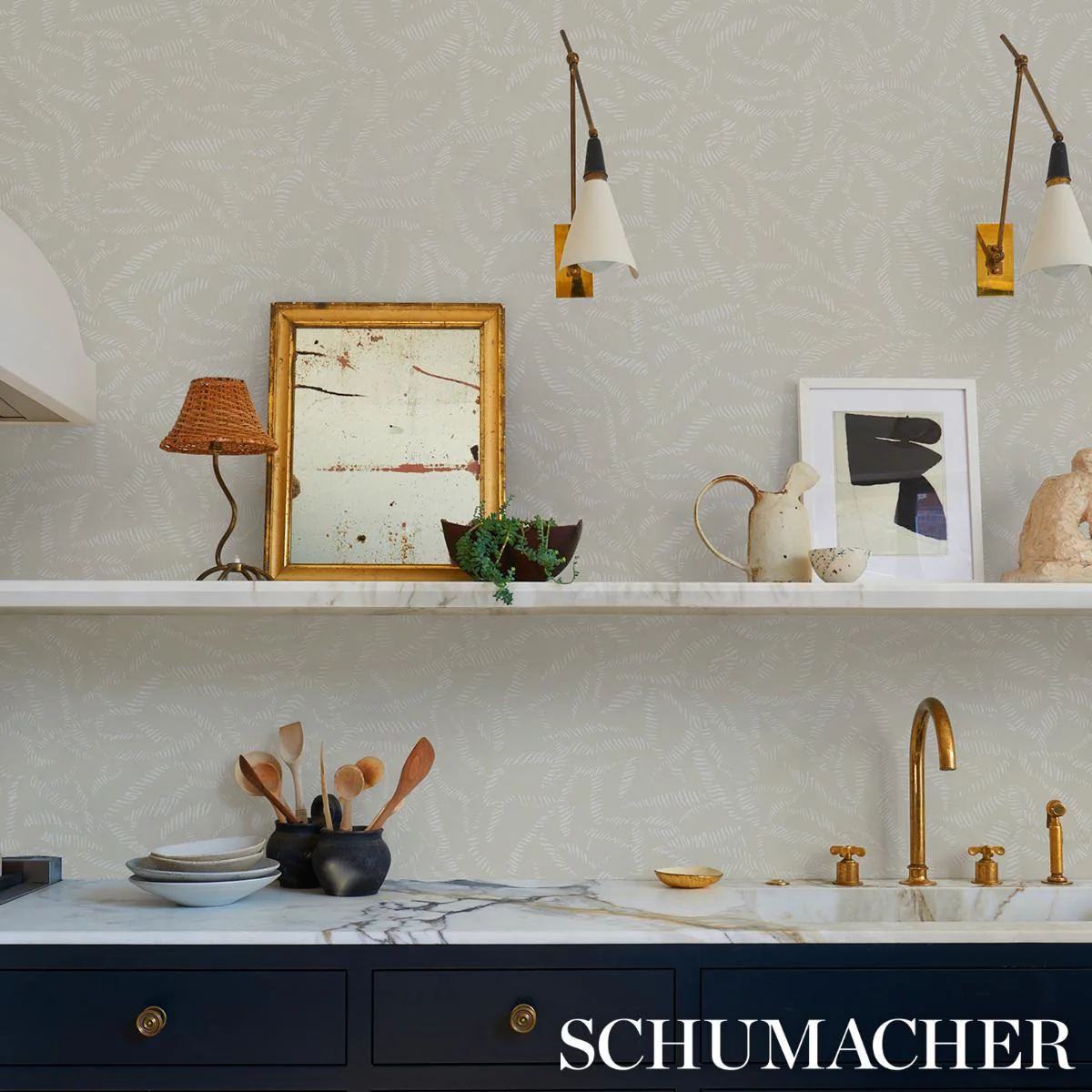 Schumacher Leaf Bloom Neutral Wallpaper - Image 5