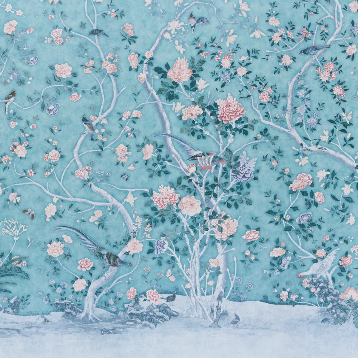 Schumacher Les Oiseaux Panel Set Blue Turquoise Wallpaper - Image 3