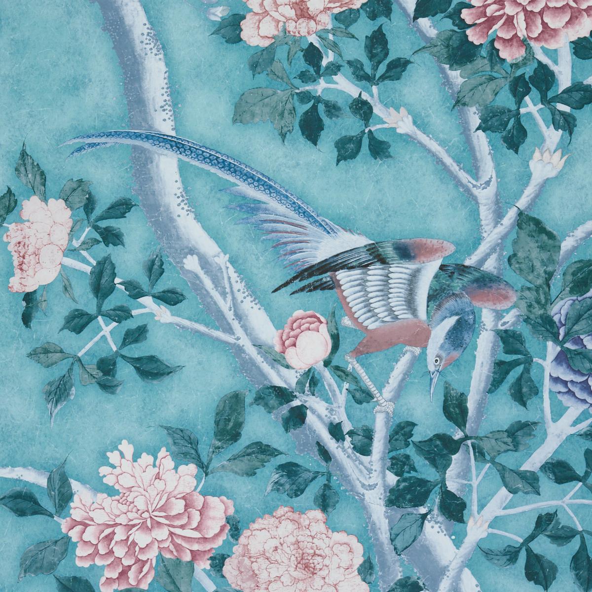 Schumacher Les Oiseaux Panel Set Blue Turquoise Wallpaper - Image 4