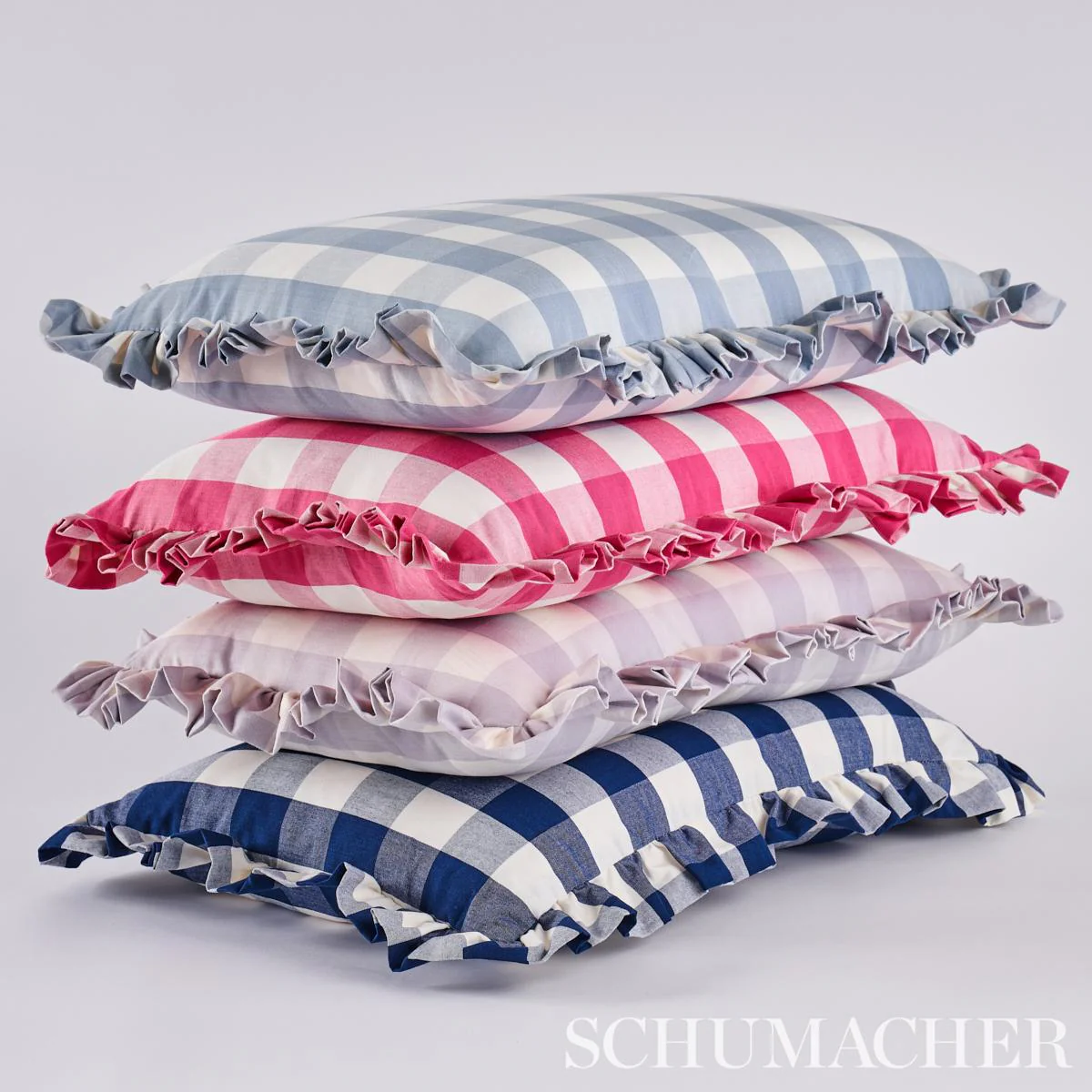 Schumacher Lilac 20" X 14" Camden Cotton Check Pillow - Image 4