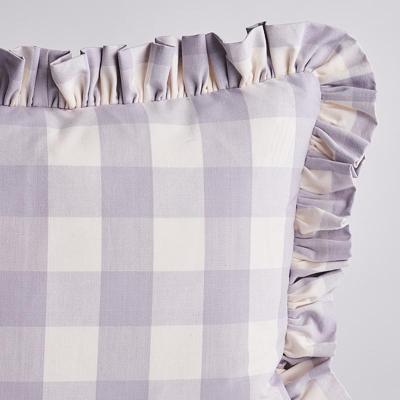 Schumacher Lilac 22" X 14" Camden Cotton Check Pillow - Image 2