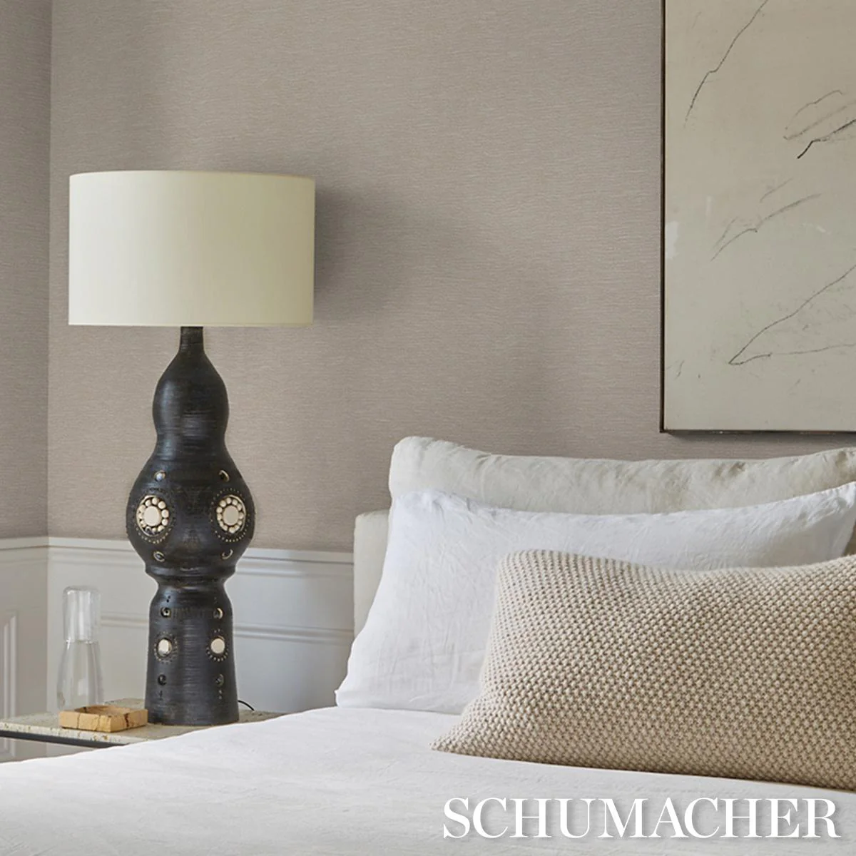 Schumacher Linen Plissé Wallcovering Alabaster Wallpaper - Image 5