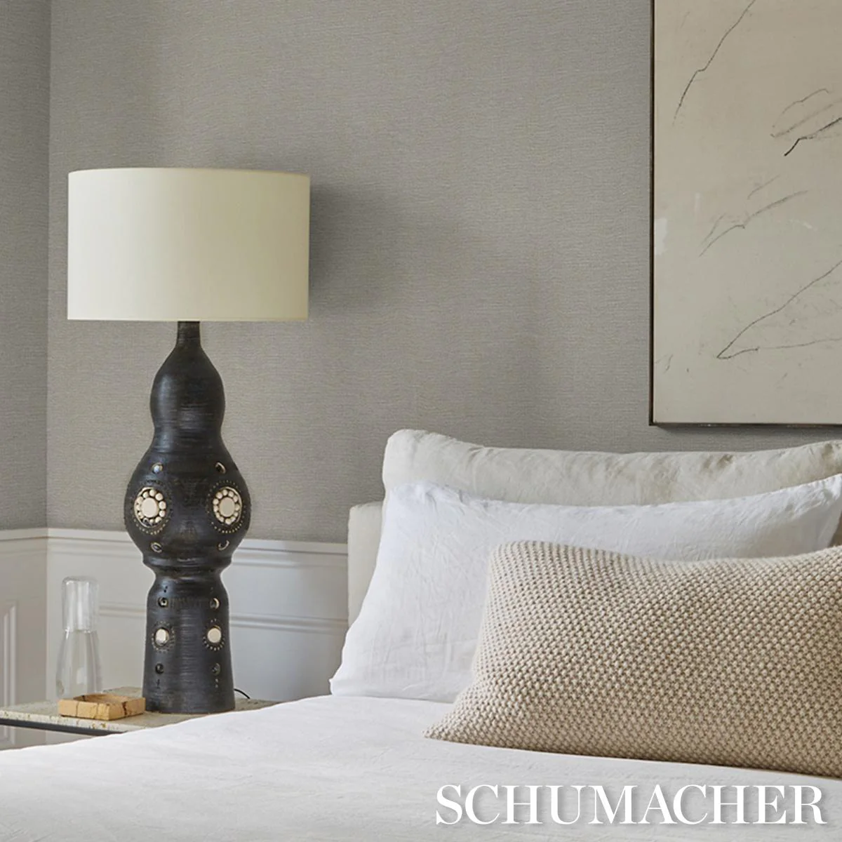 Schumacher Linen Plissé Wallcovering Natural Wallpaper - Image 5
