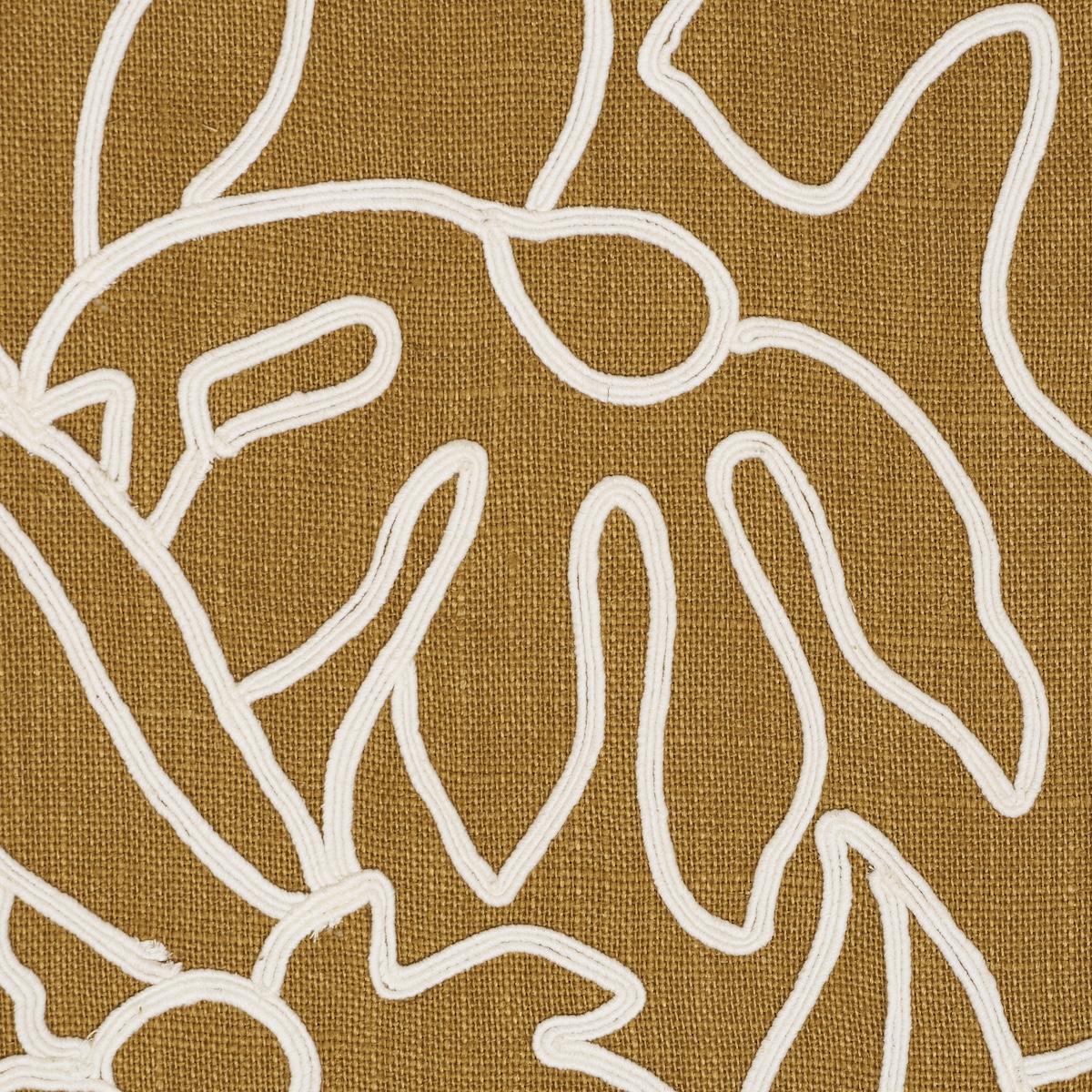 Schumacher Lola Embroidery Saffron Fabric - Image 3
