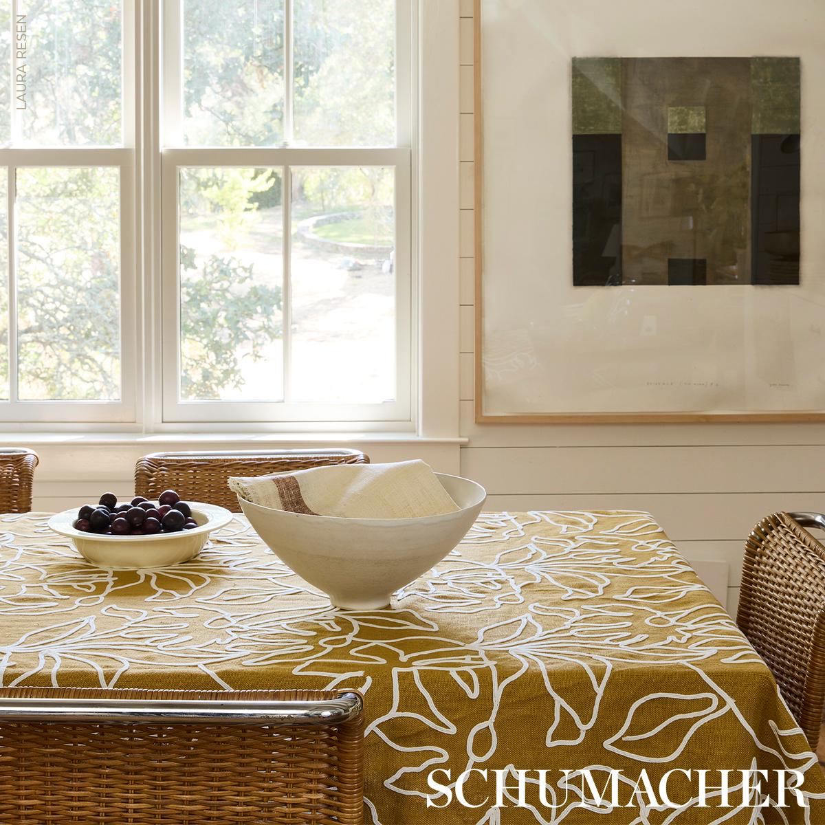 Schumacher Lola Embroidery Saffron Fabric - Image 6