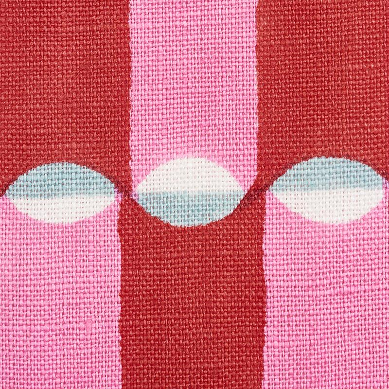 Schumacher Luna Hand Block Print Pink & Red Fabric - Image 3