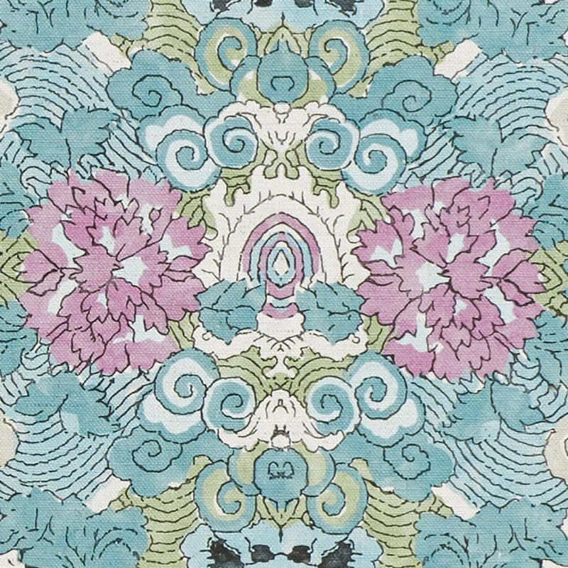 Schumacher Magic Mountain Dragon Blue Fabric - Image 4