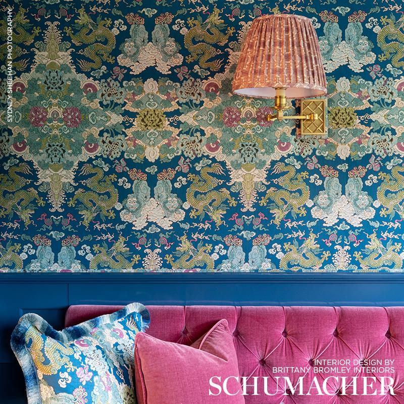 Schumacher Magic Mountain Dragon Blue Fabric - Image 7