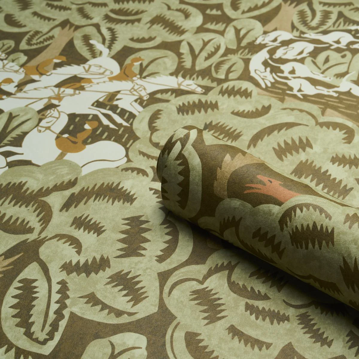 Schumacher Margaret Schloeman'S Fox Chase Sage & Soft Brown Wallpaper - Image 5