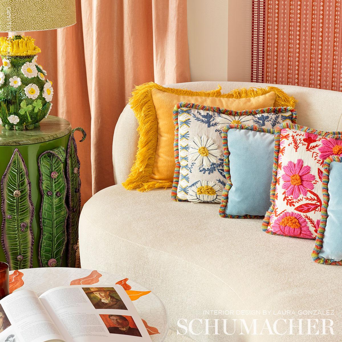 Schumacher Marguerite Embroidery Blossom Fabric - Image 5